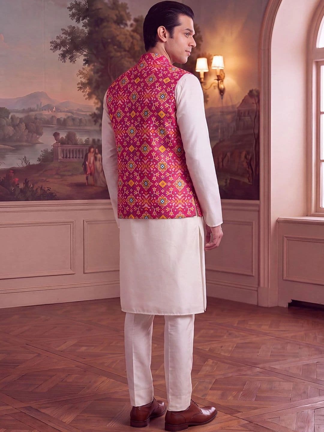 Ethnic Bay Patola Printed Nehru Jackets thumbnail 2
