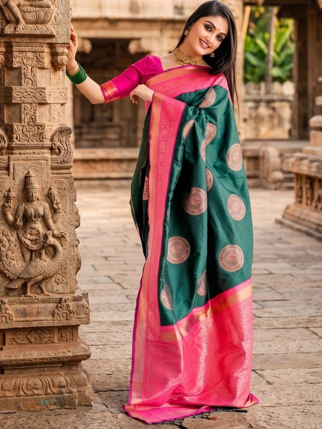 Zimzims Woven Design Zari Art Silk Banarasi Saree thumbnail 6