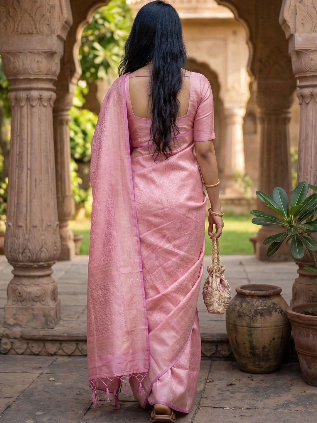 you shop we ship Woven Design Zari Art Silk Banarasi Saree thumbnail 7
