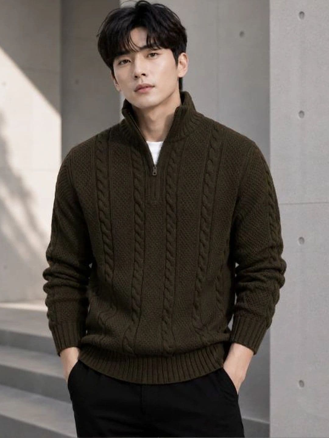 Badlook Men Cable Knit Woollen Pullover - view 1
