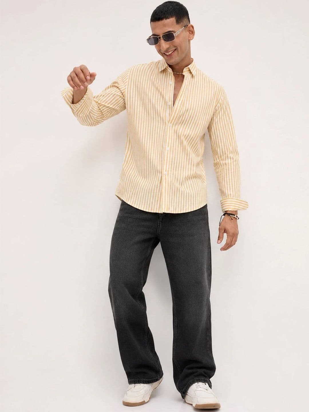R.Code by The Roadster Life Co. Men Standard Striped Casual Shirt thumbnail 6
