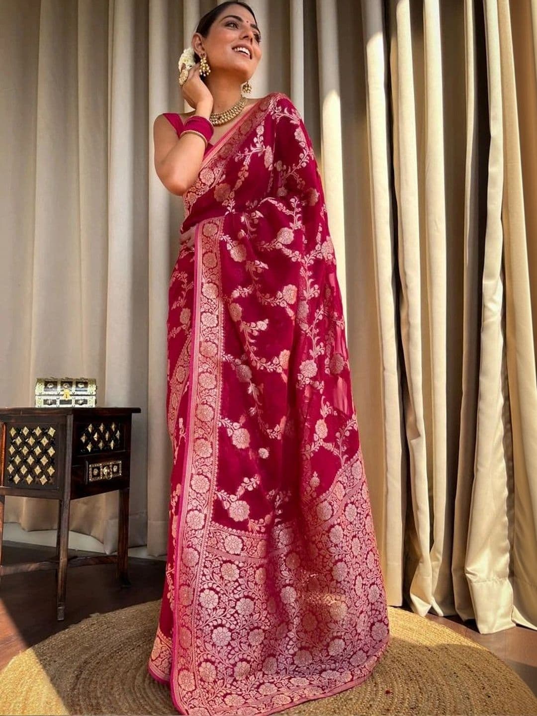 revika Woven Design Zari Art Silk Designer Kanjeevaram Saree thumbnail 7