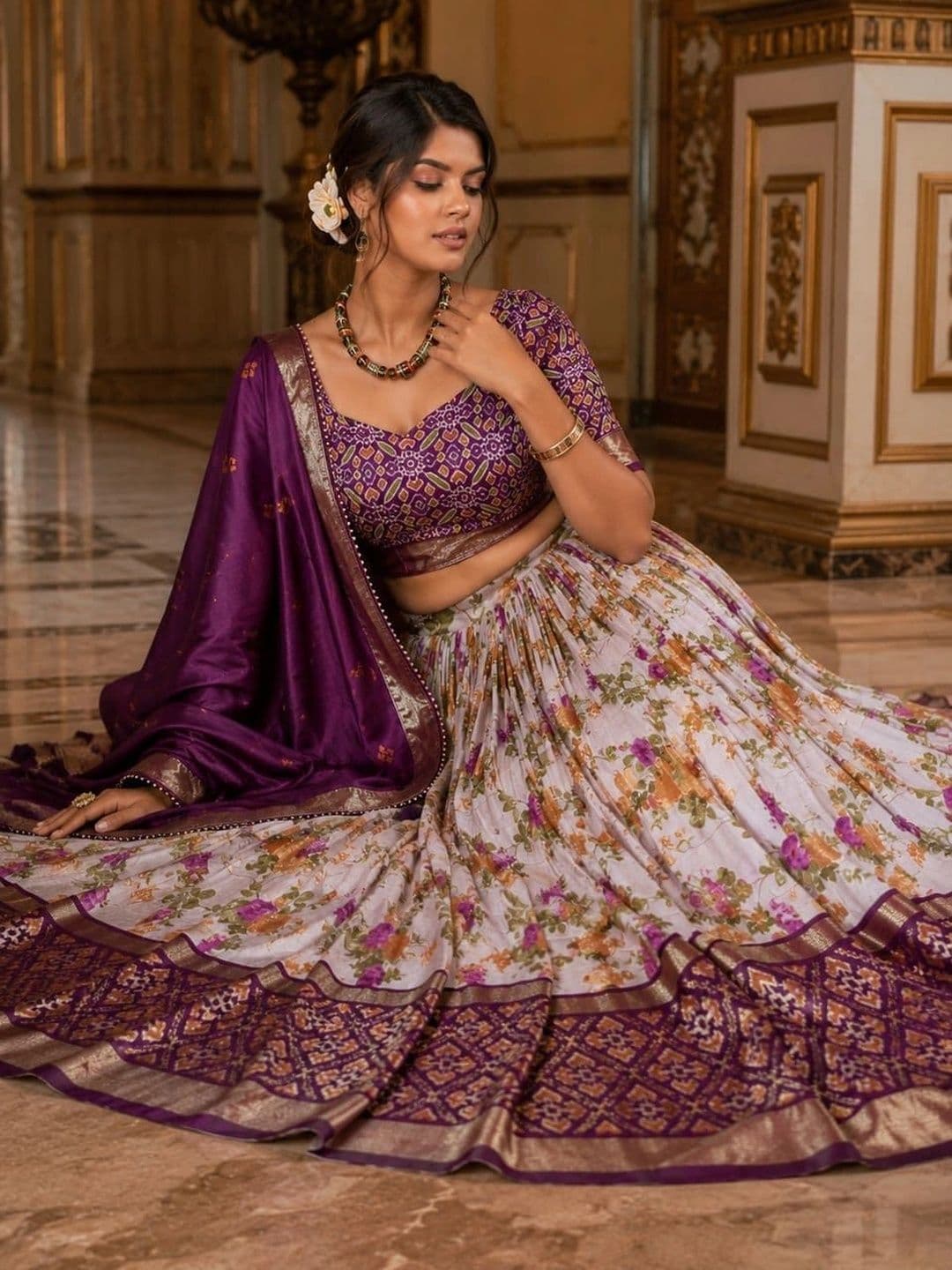House of Pataudi Semi-Stitched Lehenga & Unstitched Blouse Taping thumbnail 2