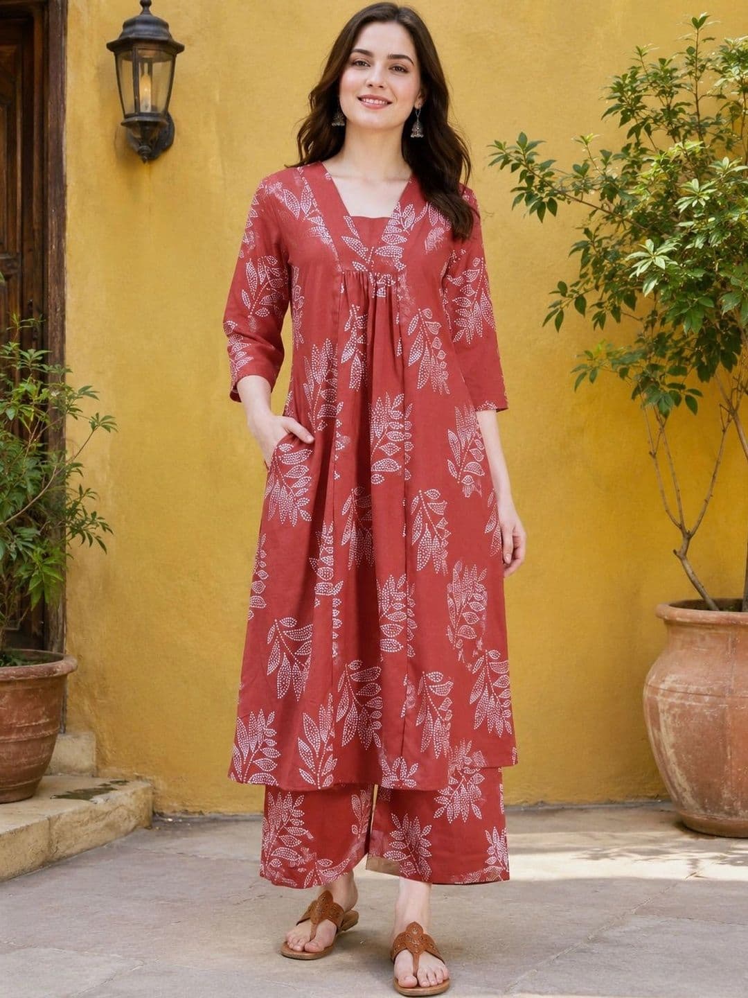 HIVA TRENDZ Women Floral Printed Regular Kurta with Palazzos thumbnail 2