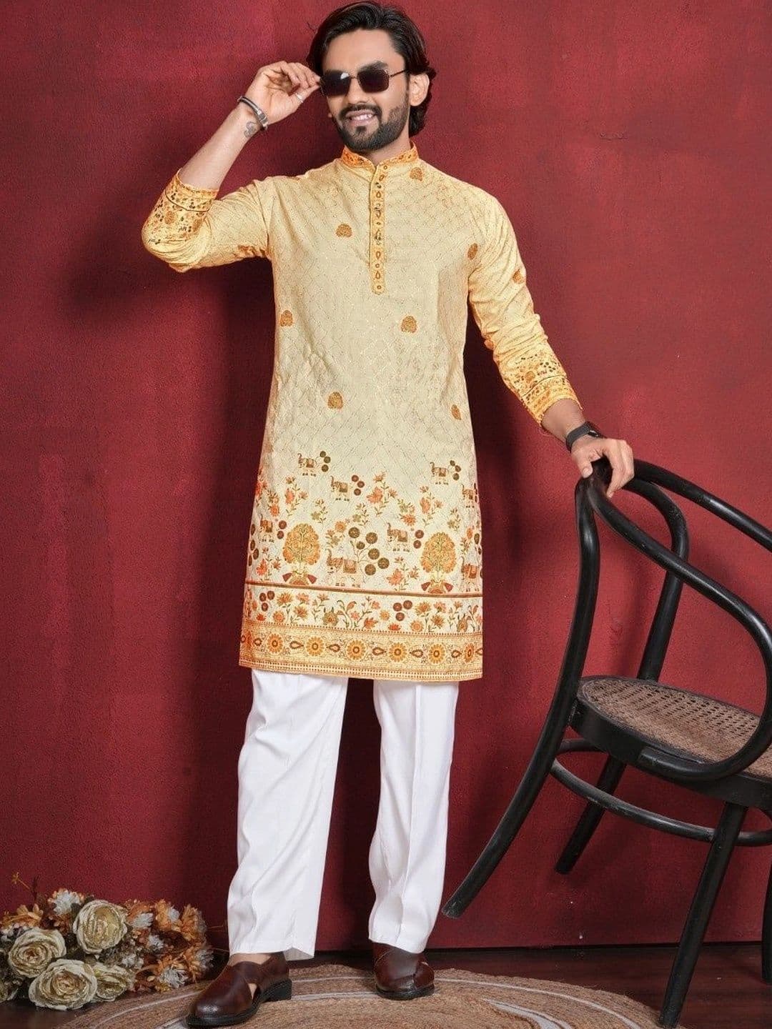 CHARLOTTE GRACIOUS Men Ethnic Motifs Printed Kurta thumbnail 6