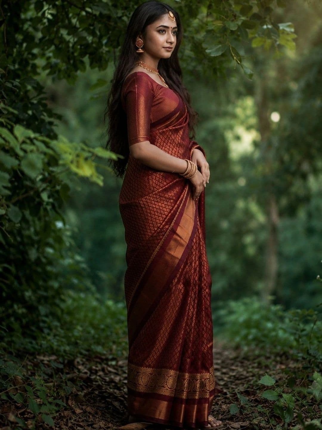 AdoreeStitch Woven Design Zari Art Silk Banarasi Saree thumbnail 2