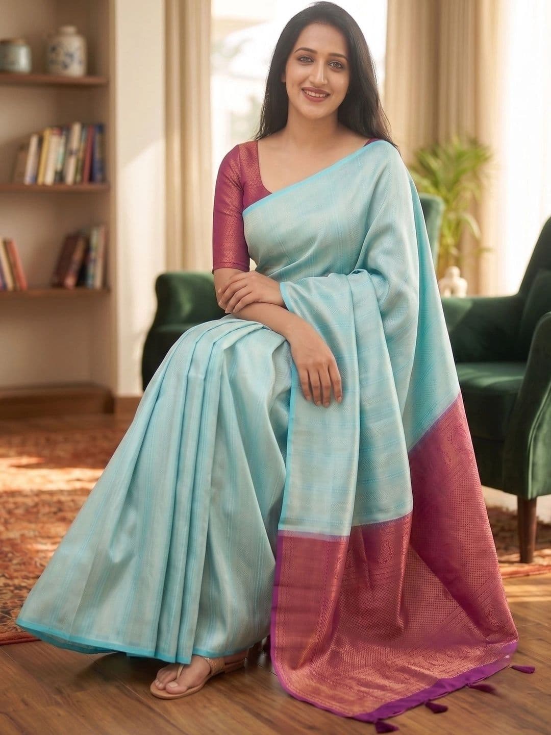 AAVEE Woven Design Zari Art Silk Banarasi Saree thumbnail 4