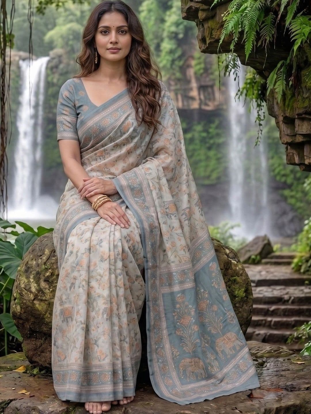 Aaishvyapparels Woven Design Zari Linen Blend Saree thumbnail 3