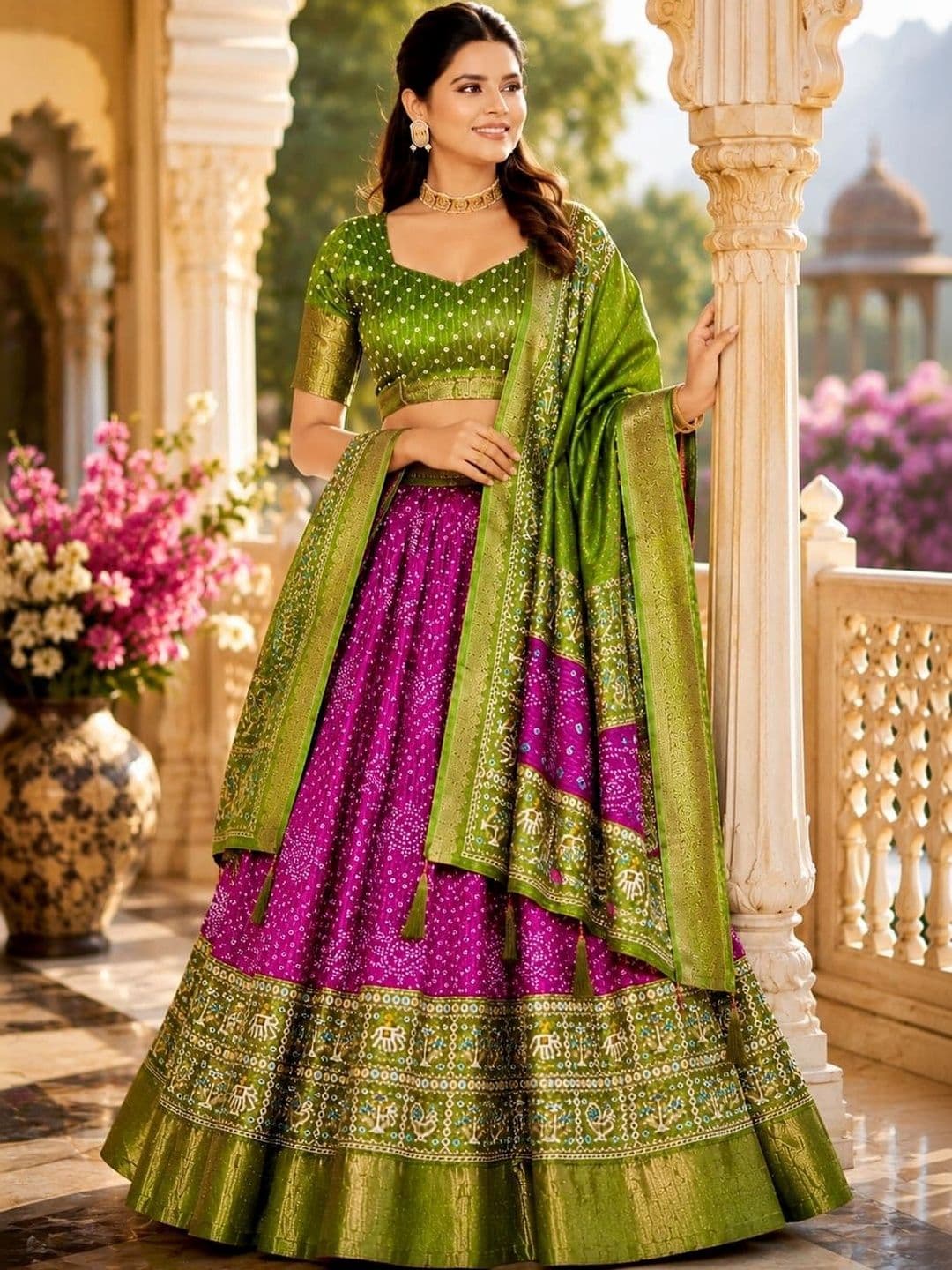 House of Pataudi Semi-Stitched Lehenga & Unstitched Blouse Taping thumbnail 4