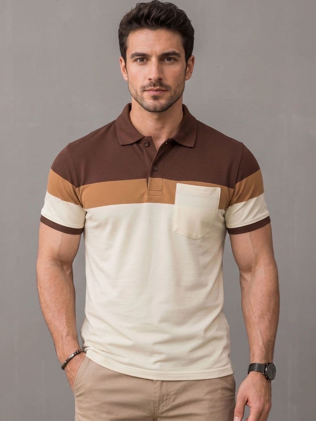 Roadster Men Colourblocked Polo Collar Pockets T-shirt - view 1