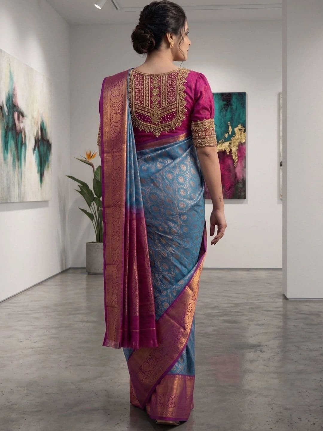 Arozi Woven Design Zari Art Silk Banarasi Saree thumbnail 3