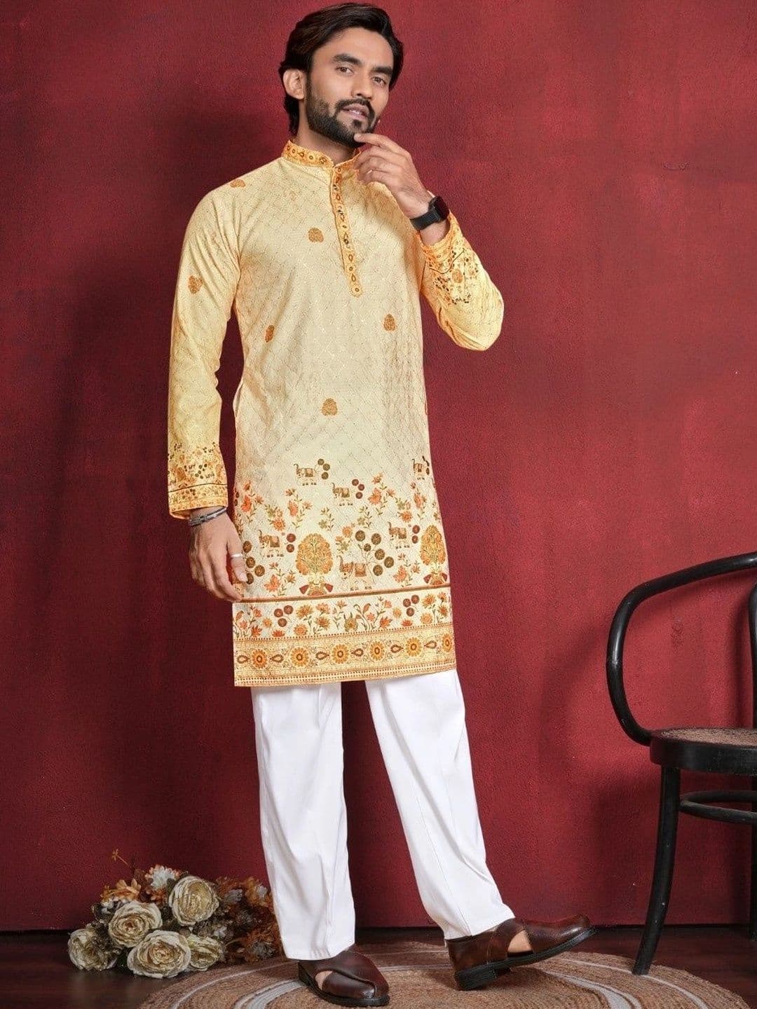 CHARLOTTE GRACIOUS Men Ethnic Motifs Printed Kurta thumbnail 2