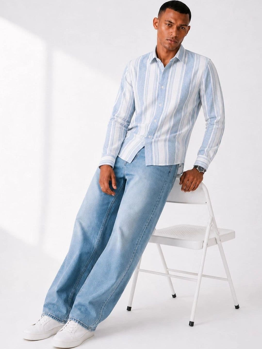 THE OLD MONKEY CO Men Standard Striped Casual Shirt thumbnail 5