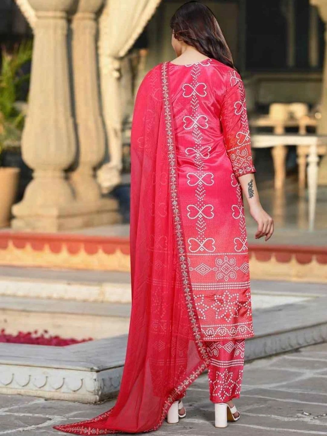 KRISKA Women Ethnic Motifs Printed Regular Kurta with Trousers & With Dupatta thumbnail 4