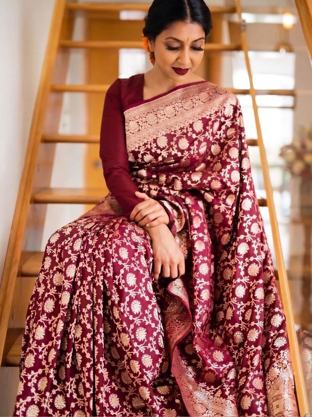 Bhagirath Fashion Woven Design Zari Art Silk Banarasi Saree thumbnail 4