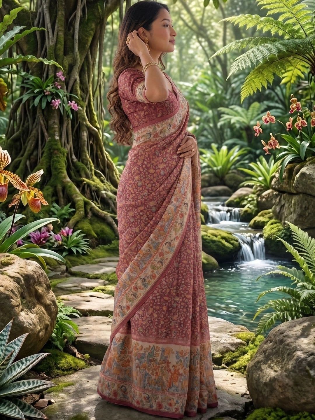 GMK Fashions Woven Design Zari Linen Blend Saree thumbnail 4