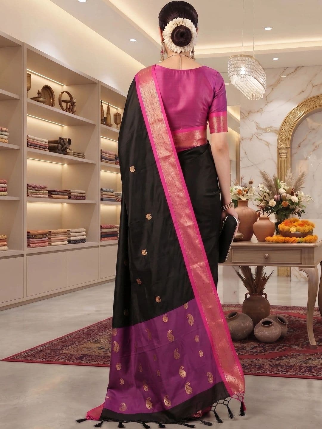 Zimzims Woven Design Zari Art Silk Banarasi Saree thumbnail 6