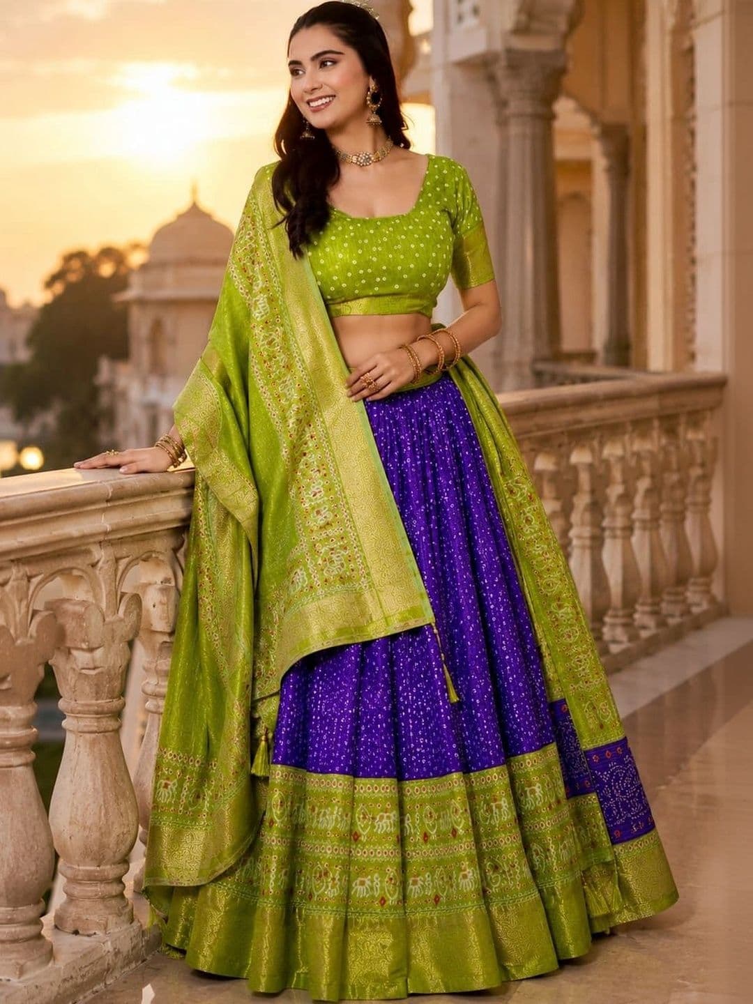 House of Pataudi Printed Semi-Stitched Lehenga & Unstitched Blouse thumbnail 3
