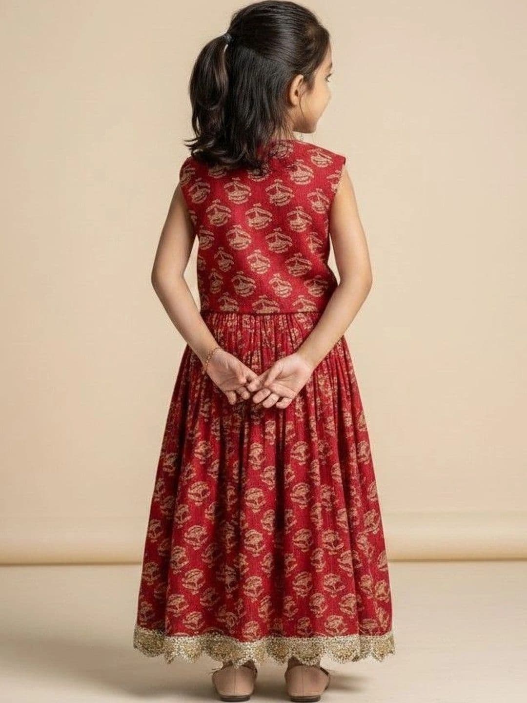 Kakapo Kids Girls Embellished Ready to Wear Lehenga & thumbnail 2