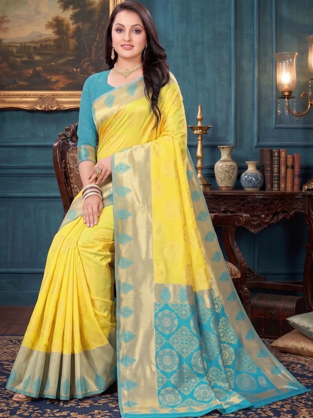 AmiFashion Woven Design Zari Art Silk Banarasi Saree thumbnail 5