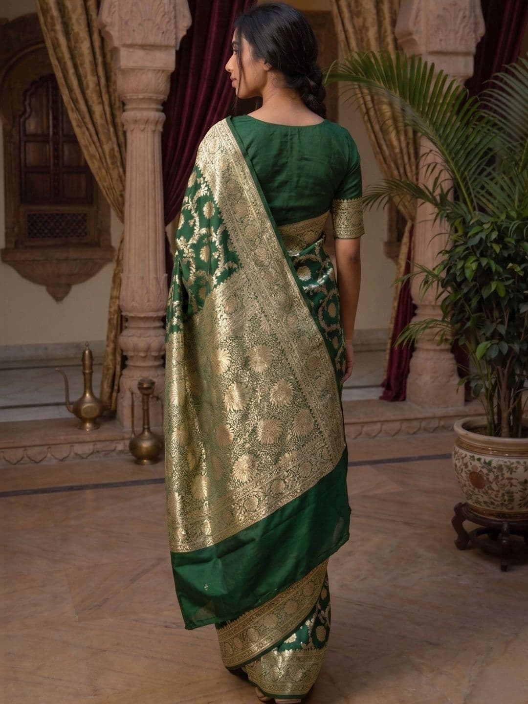 AdoreeStitch Woven Design Zari Art Silk Banarasi Saree thumbnail 3
