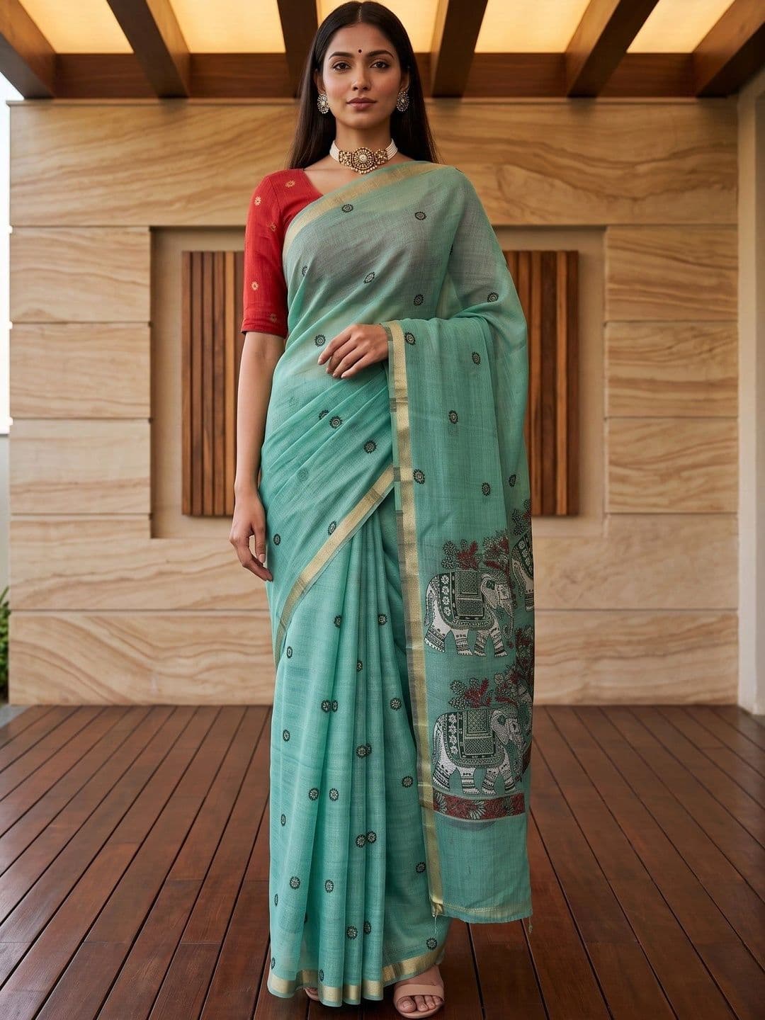 MIMOSA Woven Design Zari Art Silk Banarasi Saree - view 1