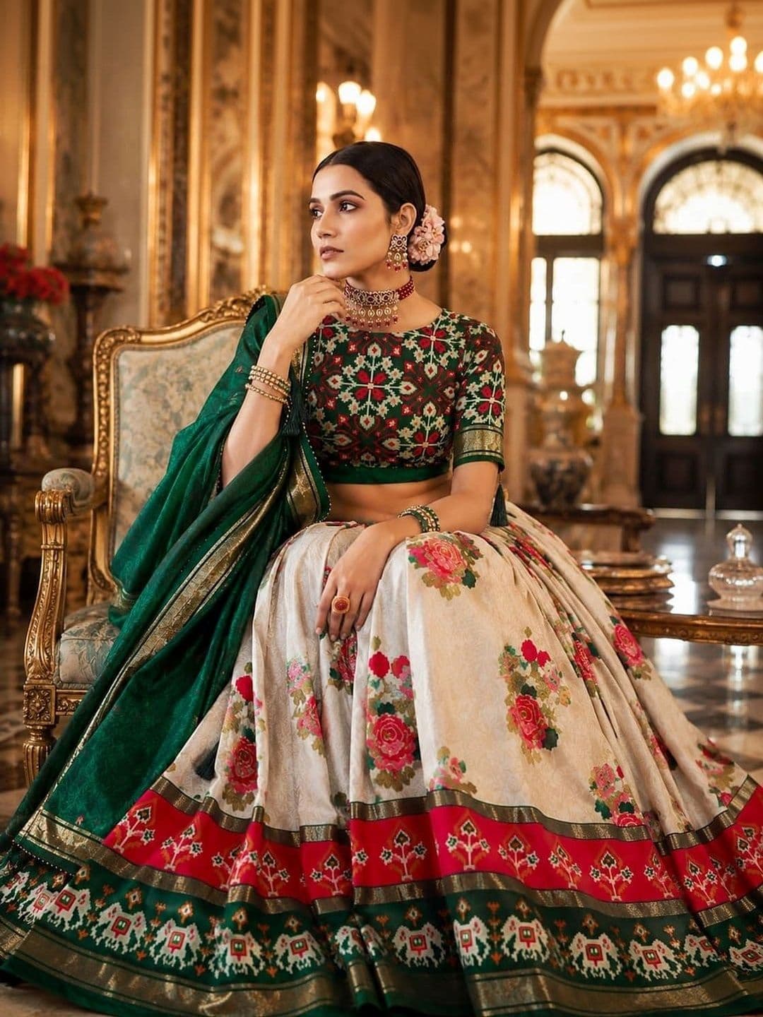 House of Pataudi Semi-Stitched Lehenga & Unstitched Blouse Taping thumbnail 3