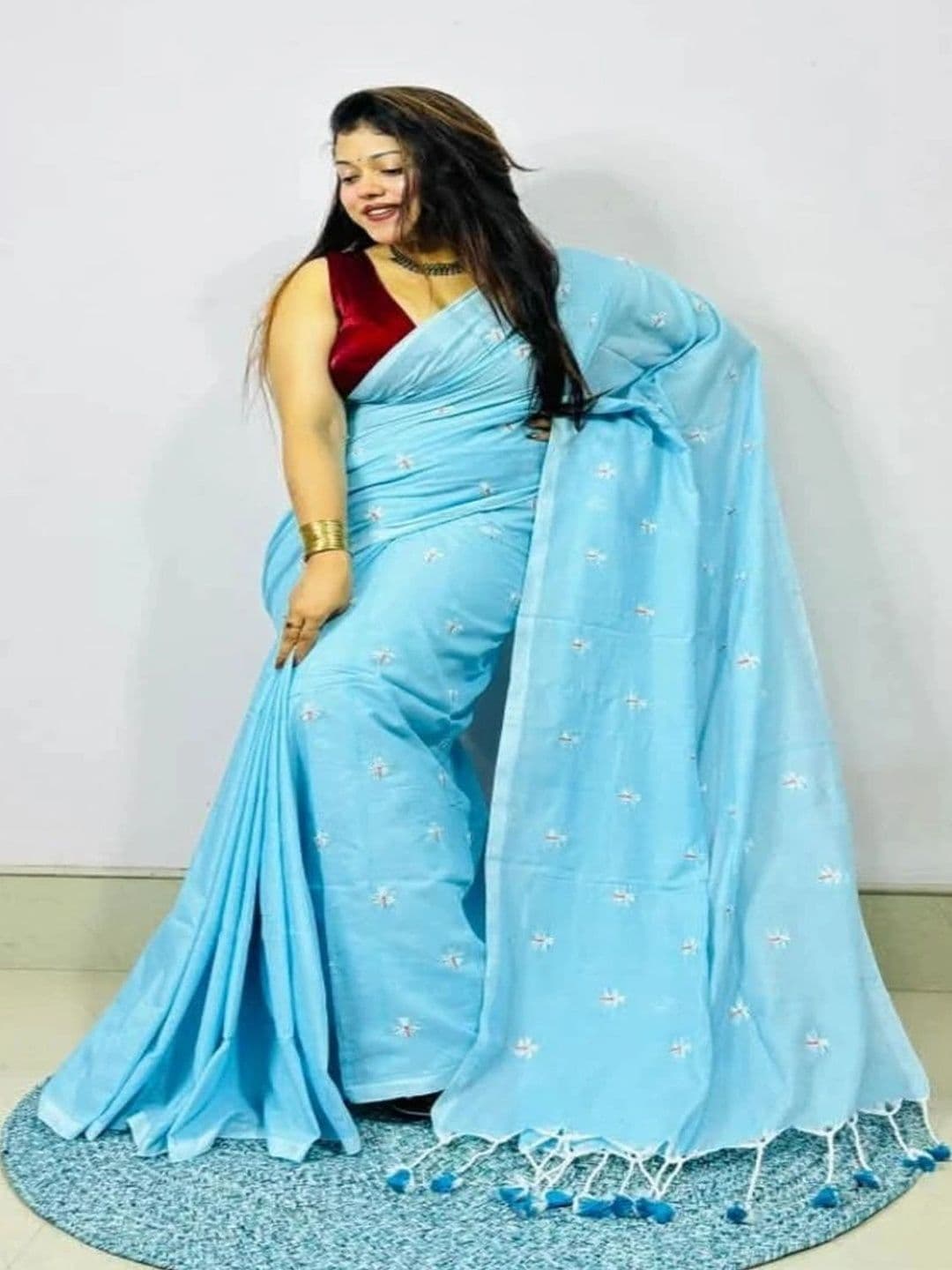 Zayraa Embroidered Pure Cotton Khadi Saree - view 1