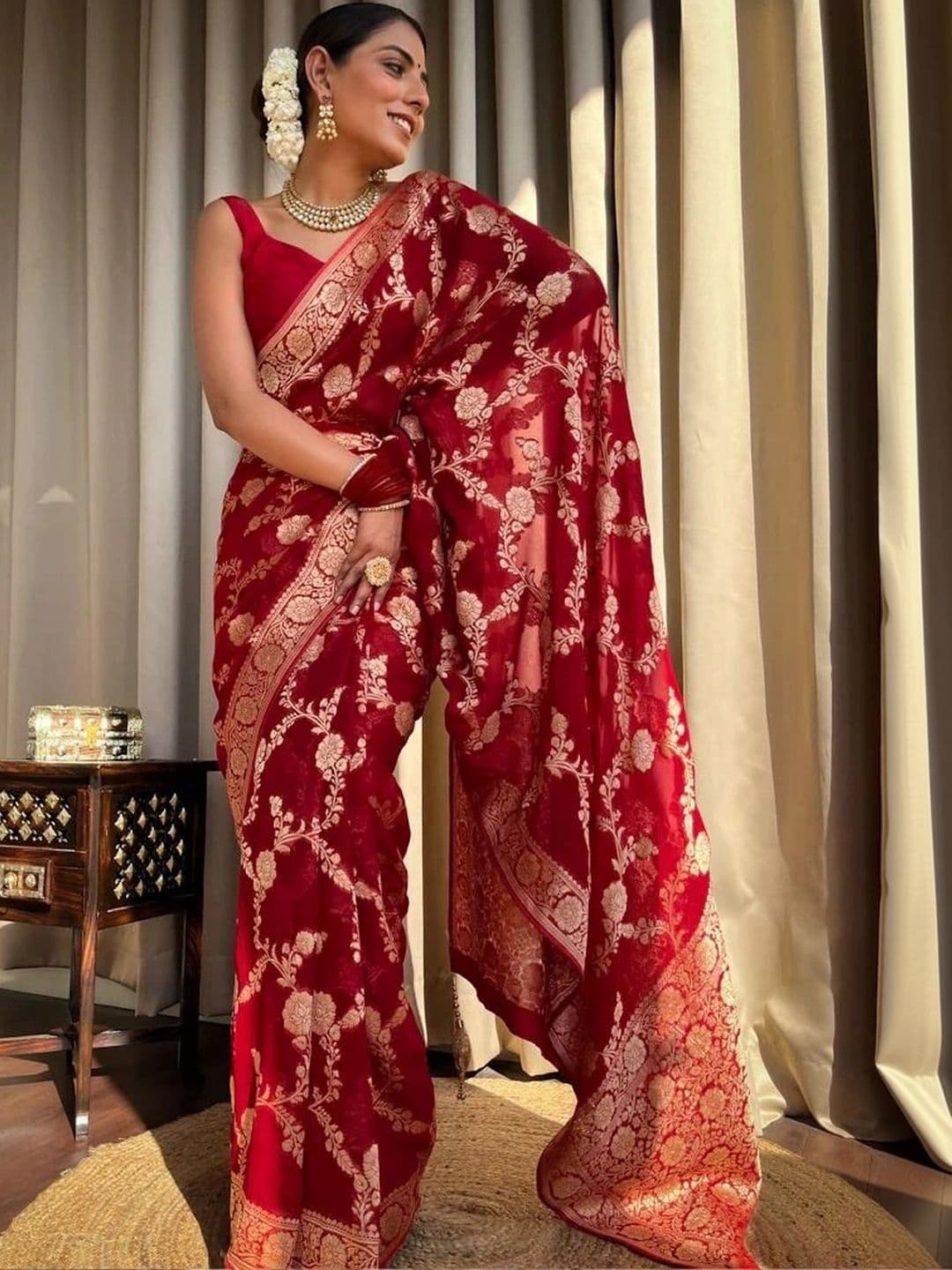 revika Woven Design Zari Art Silk Designer Kanjeevaram Saree thumbnail 5