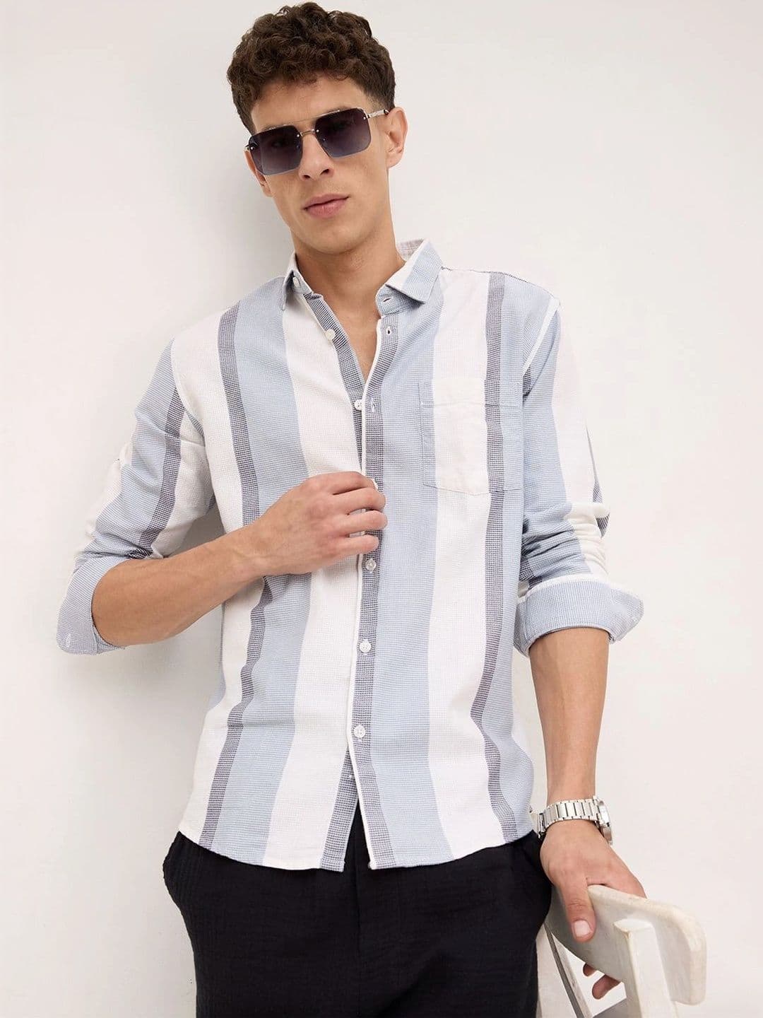 VASTRADO Men Classic Slim Fit Striped Casual Shirt thumbnail 2