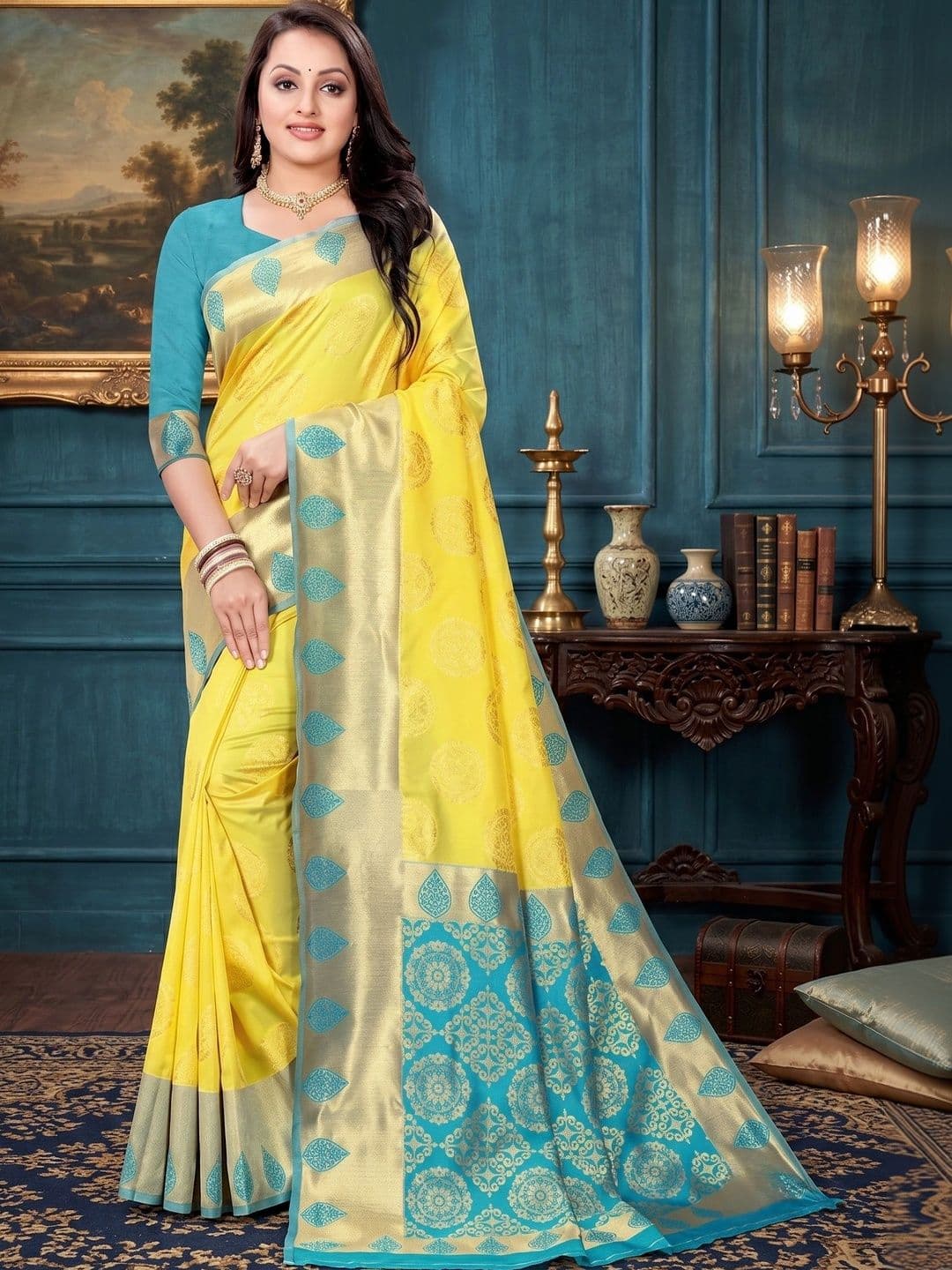 AdoreeStitch Woven Design Zari Art Silk Banarasi Saree - view 1