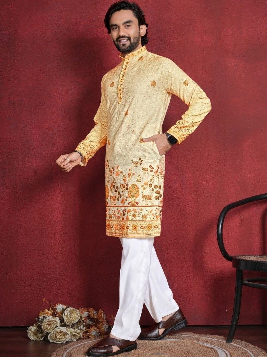 CHARLOTTE GRACIOUS Men Ethnic Motifs Printed Kurta thumbnail 3
