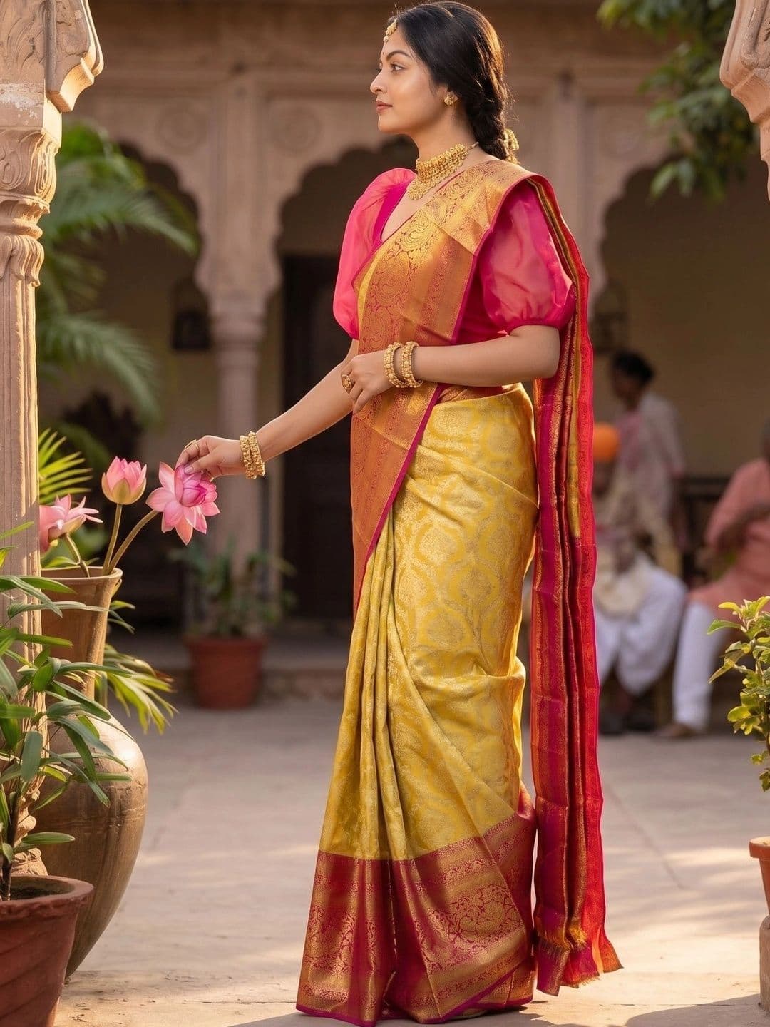 clotheva Woven Design Zari Art Silk Banarasi Saree thumbnail 6