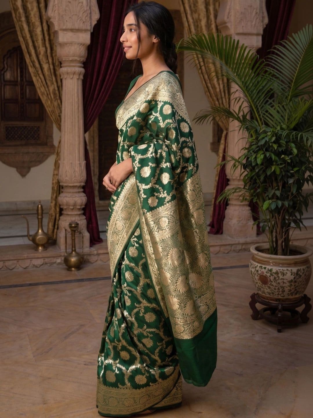 JUICE BEAUTY Woven Design Zari Art Silk Banarasi Saree thumbnail 2