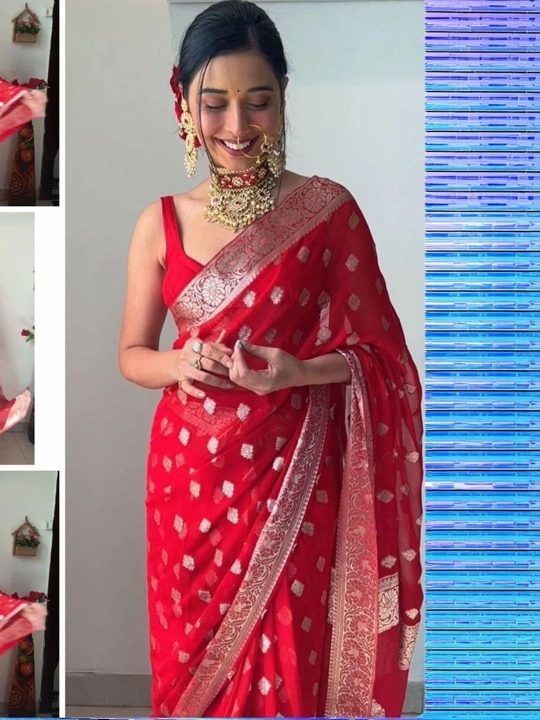 Zankhi Hosiery Woven Design Zari Art Silk Banarasi Saree thumbnail 6