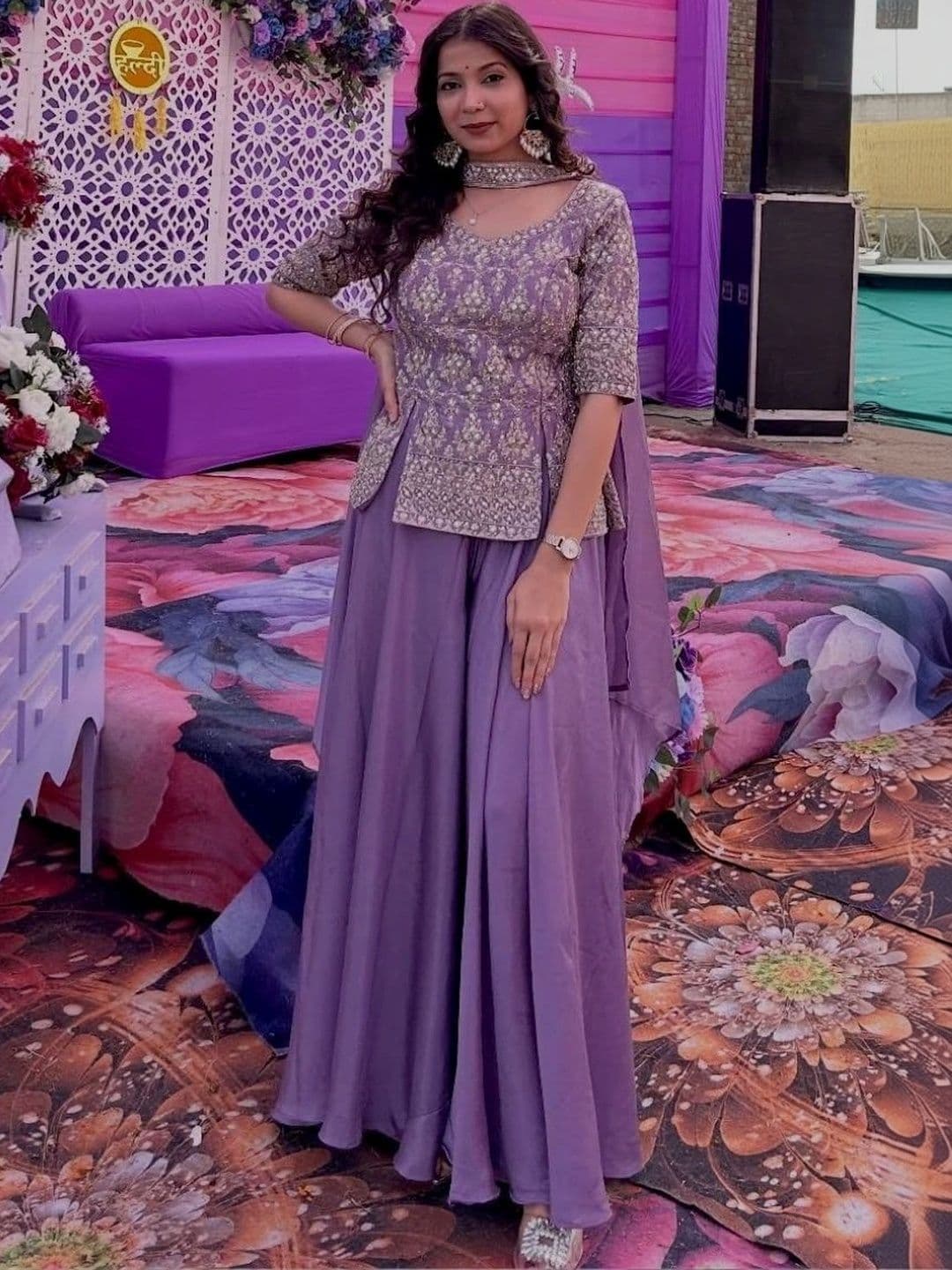 TWINS LADY Women Ethnic Motifs Embroidered Regular Thread Work Kurta with Palazzos & With Dupatta thumbnail 3
