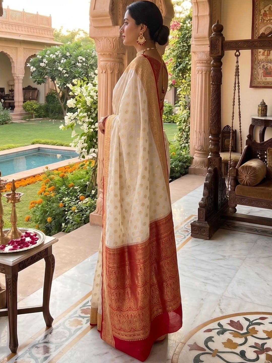 JUICE BEAUTY Woven Design Zari Art Silk Banarasi Saree thumbnail 7