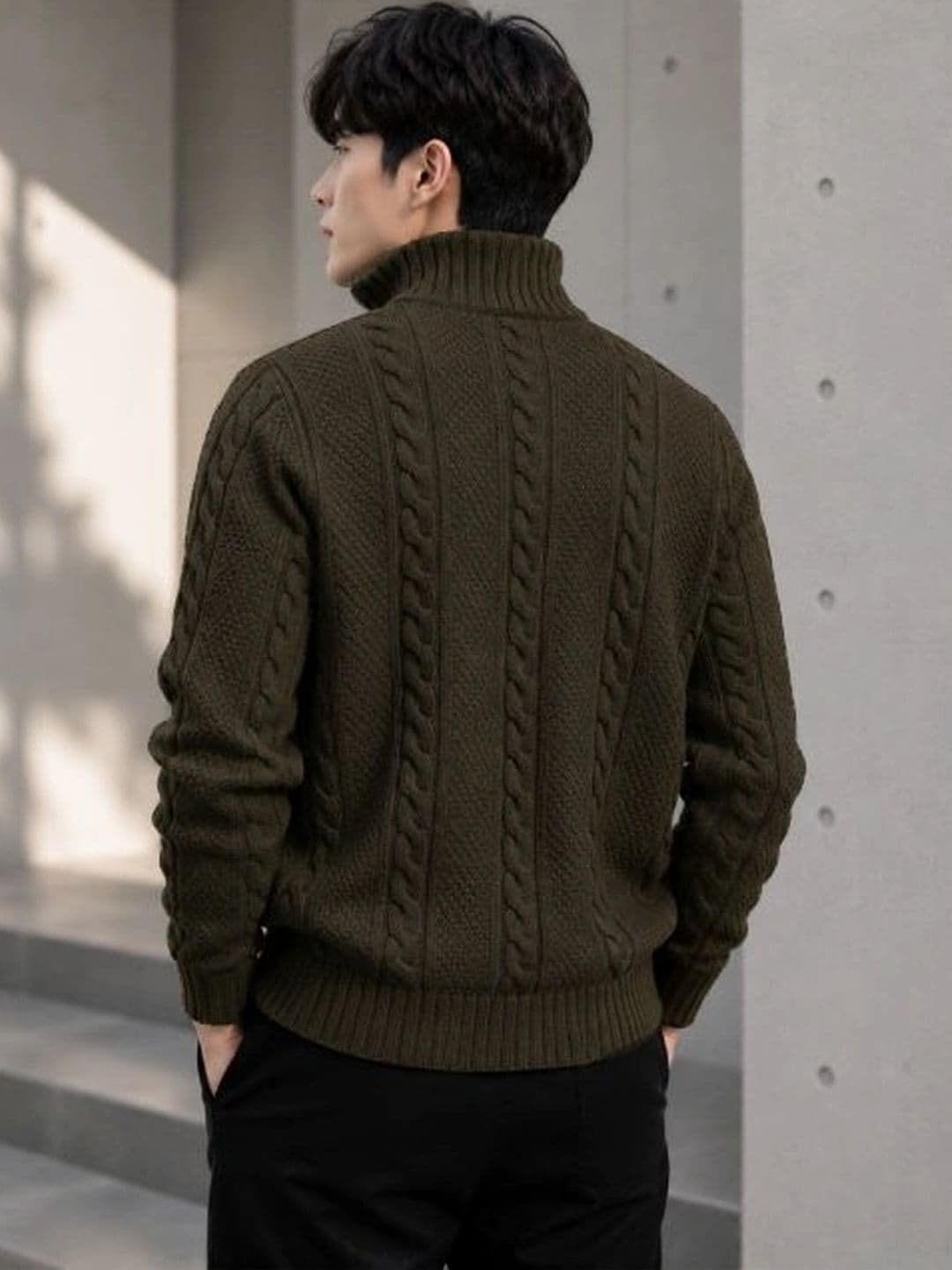 Badlook Men Cable Knit Woollen Pullover thumbnail 4