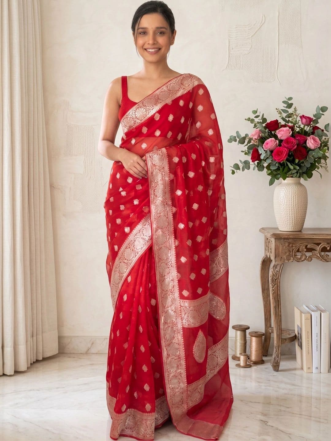 Zankhi Hosiery Woven Design Zari Art Silk Banarasi Saree - view 1