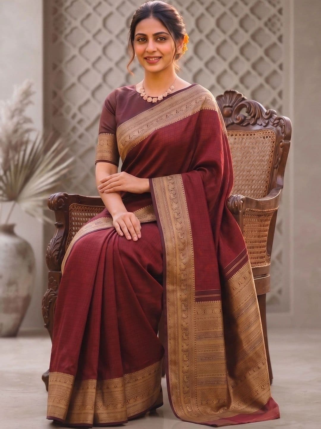 7Eleven Fashion Woven Design Zari Art Silk Banarasi Saree thumbnail 3