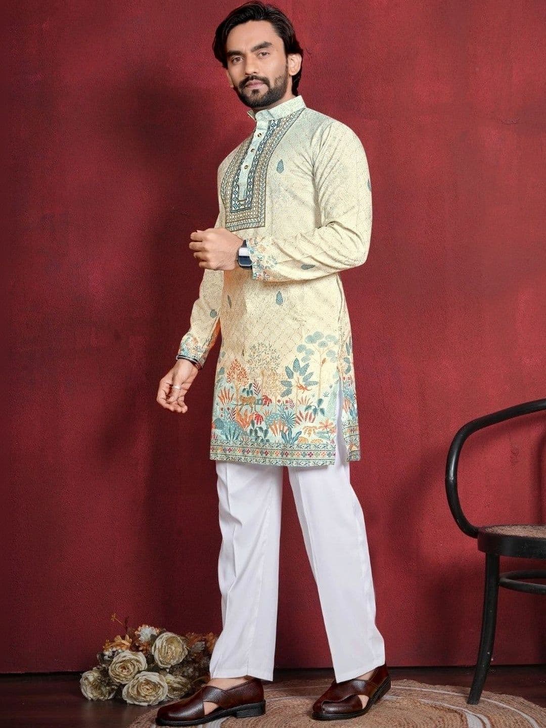 CHARLOTTE GRACIOUS Men Ethnic Motifs Printed Kurta thumbnail 6