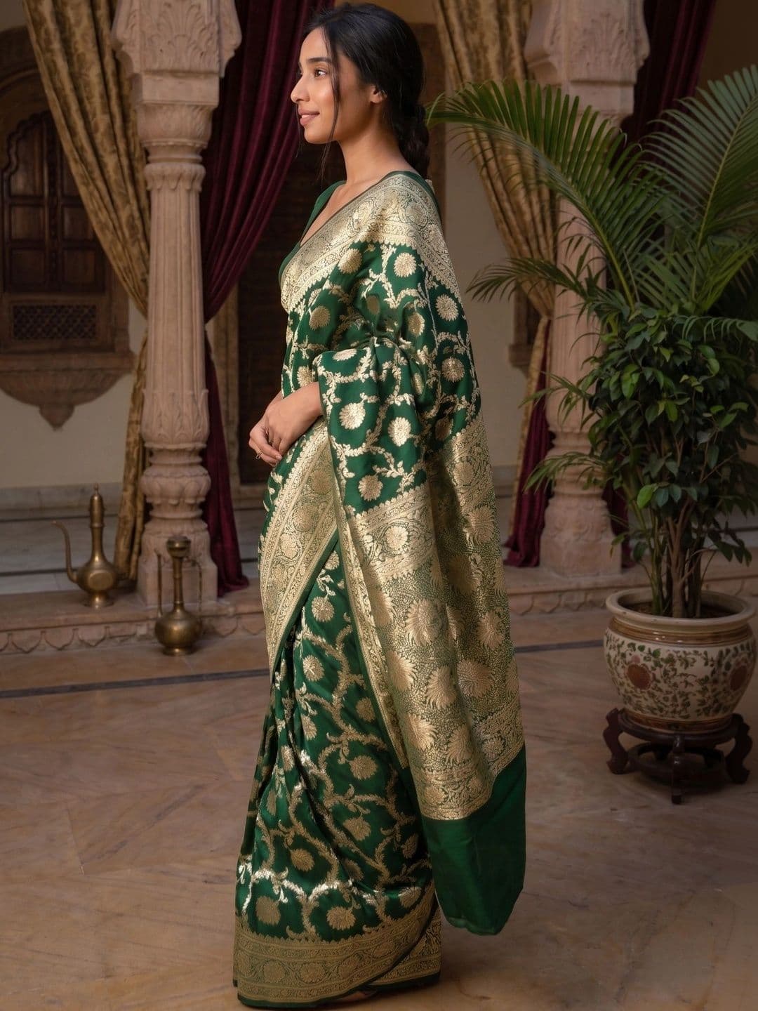 AdoreeStitch Woven Design Zari Art Silk Banarasi Saree thumbnail 5