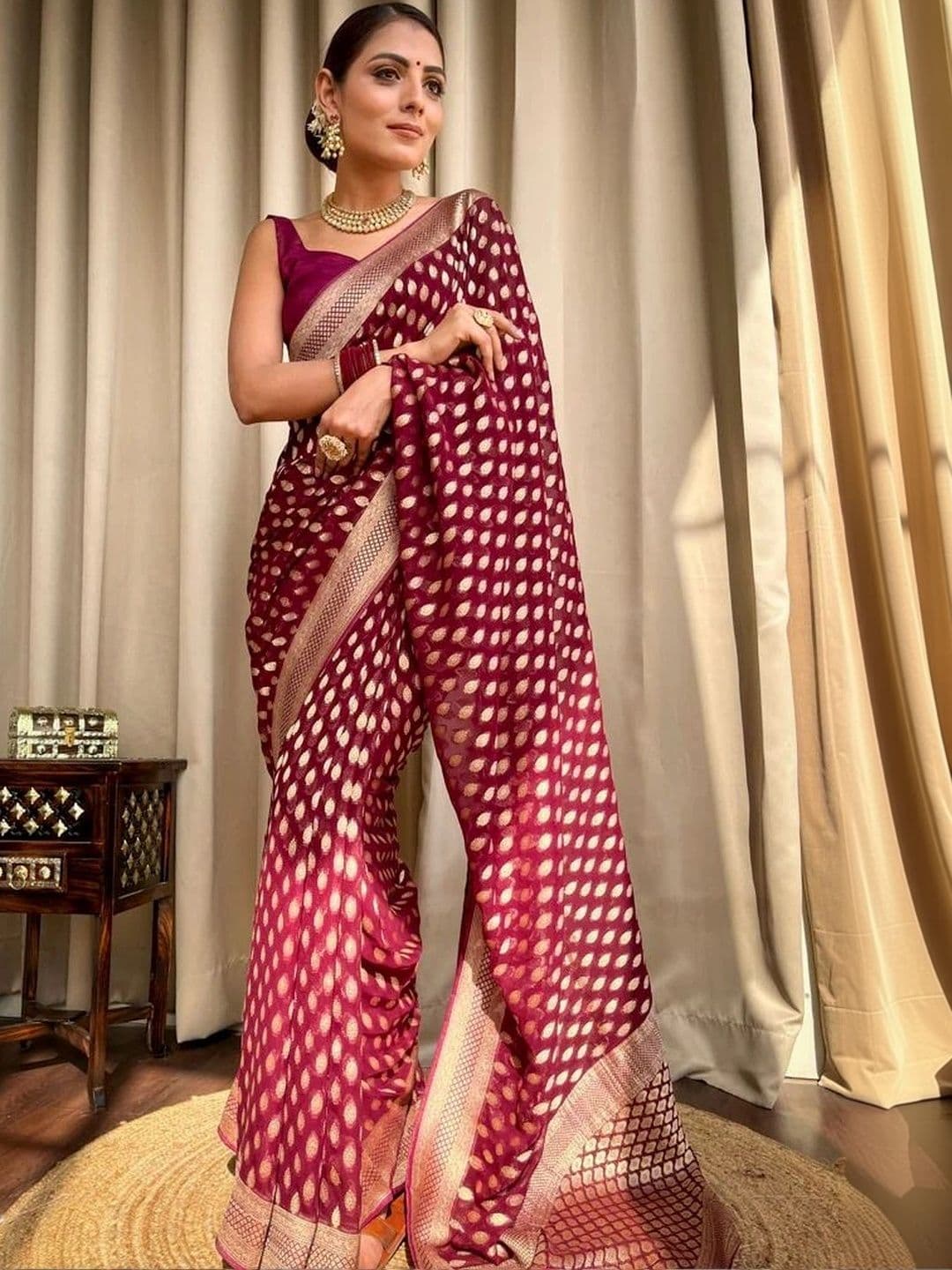 revika Woven Design Zari Art Silk Designer Kanjeevaram Saree thumbnail 3