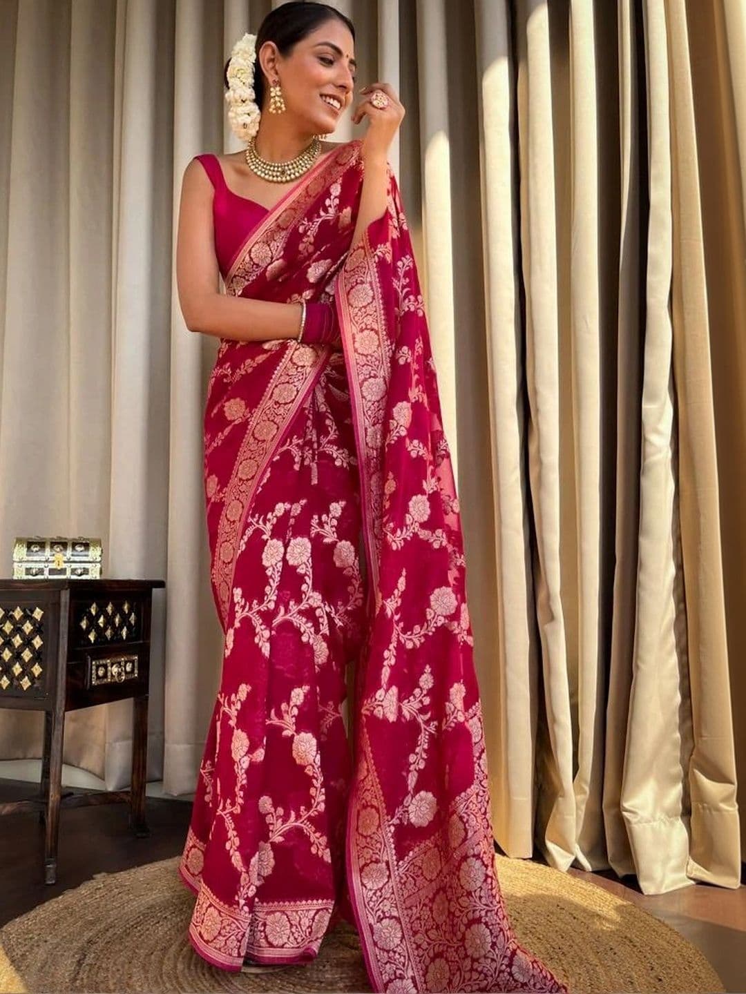 revika Woven Design Zari Art Silk Designer Kanjeevaram Saree thumbnail 2
