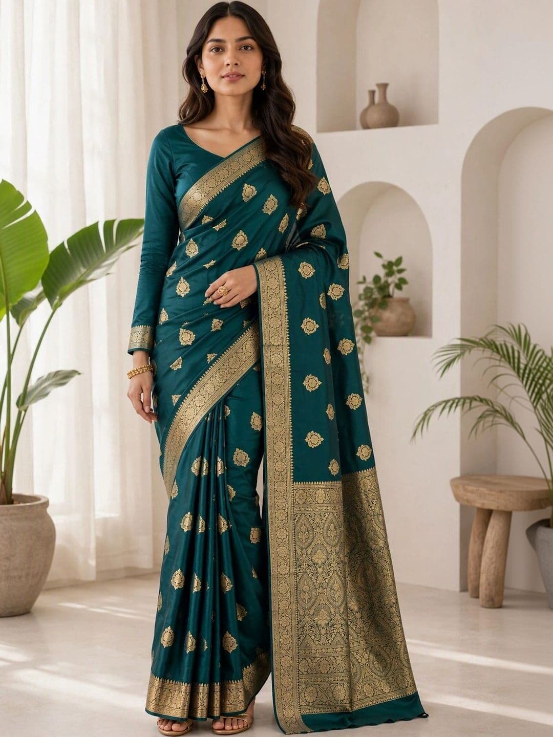KRISHNA KURTIES Woven Design Zari Art Silk Banarasi Saree - view 1
