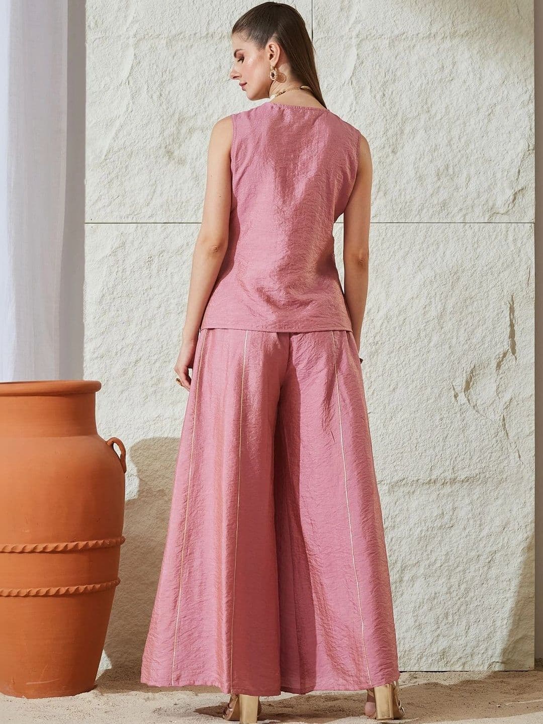 MOKOSH Women Ethnic Motifs Embroidered Regular Mirror Work Pure Silk Kurta with Palazzos thumbnail 7