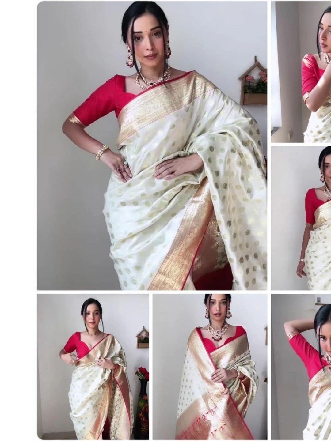 JUICE BEAUTY Woven Design Zari Art Silk Banarasi Saree thumbnail 2