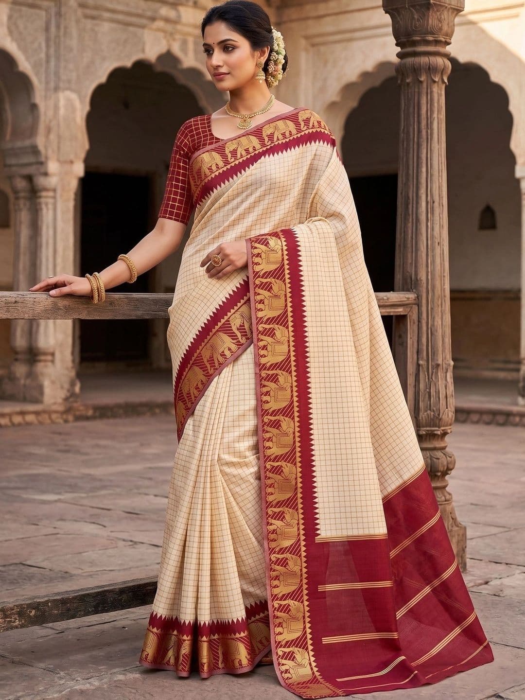 clotheva Woven Design Zari Art Silk Banarasi Saree - view 1