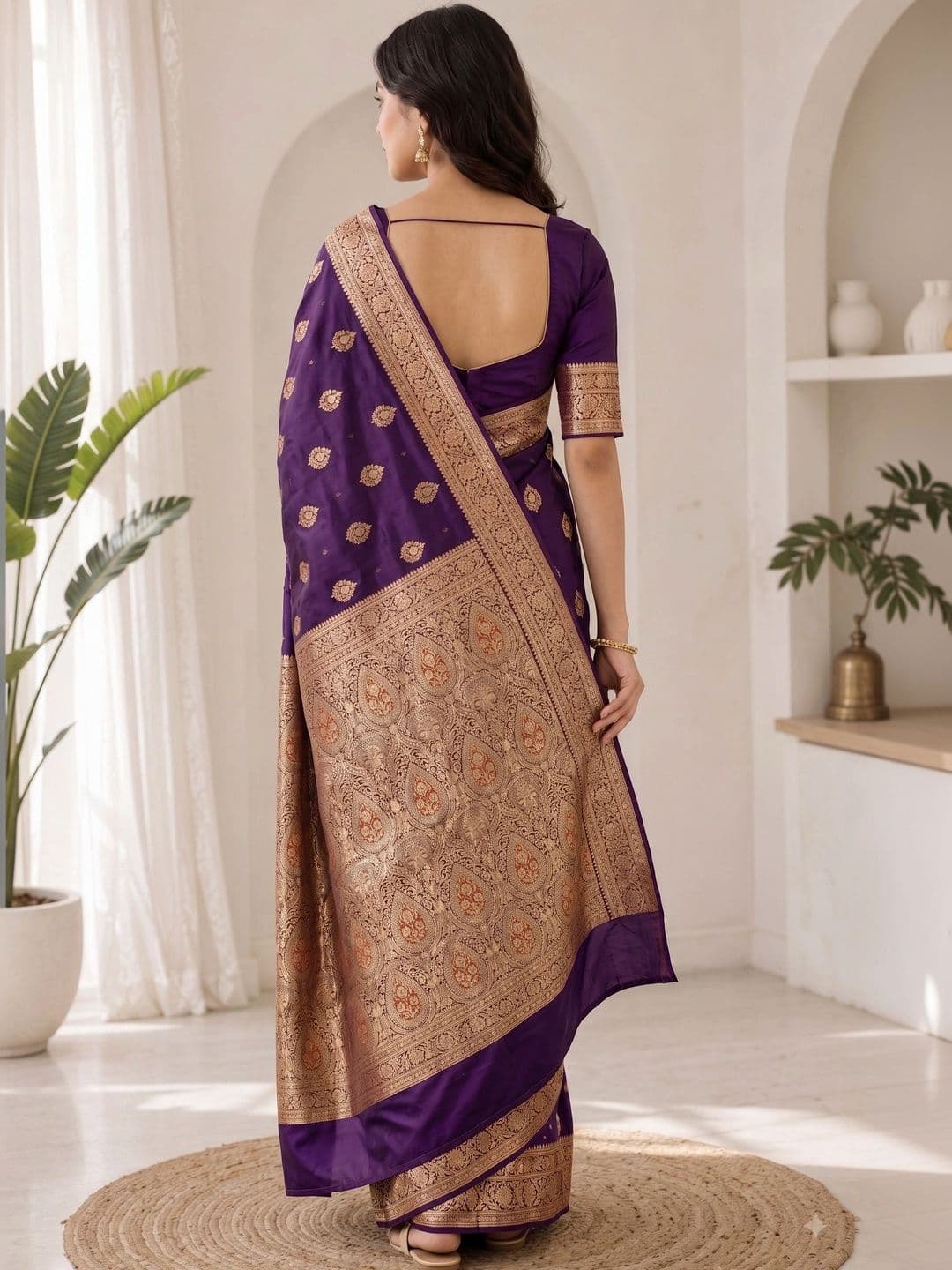 KRISHNA KURTIES Woven Design Zari Art Silk Banarasi Saree thumbnail 4