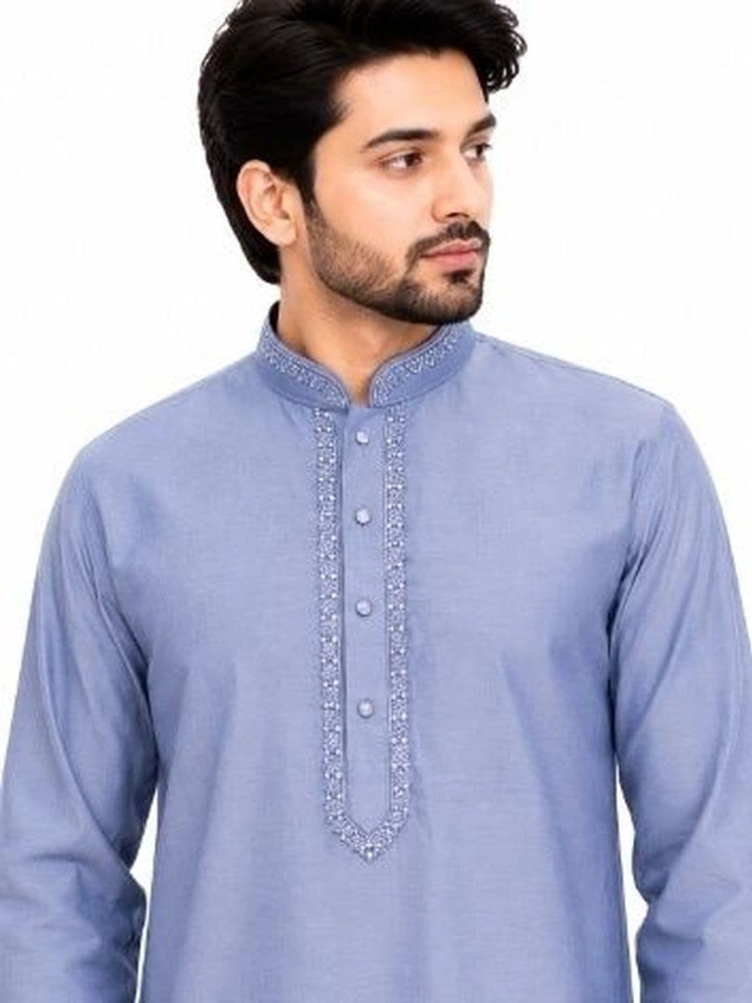 MEHWISH Men Cotton Embroidered Thread Work Handloom Kurta thumbnail 2